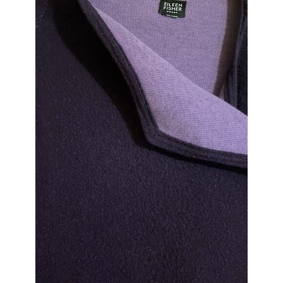 Eileen Fisher Two Tone Purple Lambs Wool & Cotton Blend Open Oversized Cardigan - Picture 3 of 15